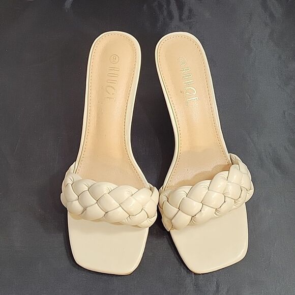 BRAND NEW ROUGE HELUIM SQUARE TOE BRAIDED FAUX LEATHER SLIP-ON QUILTED SANDAL - Picture 2 of 13